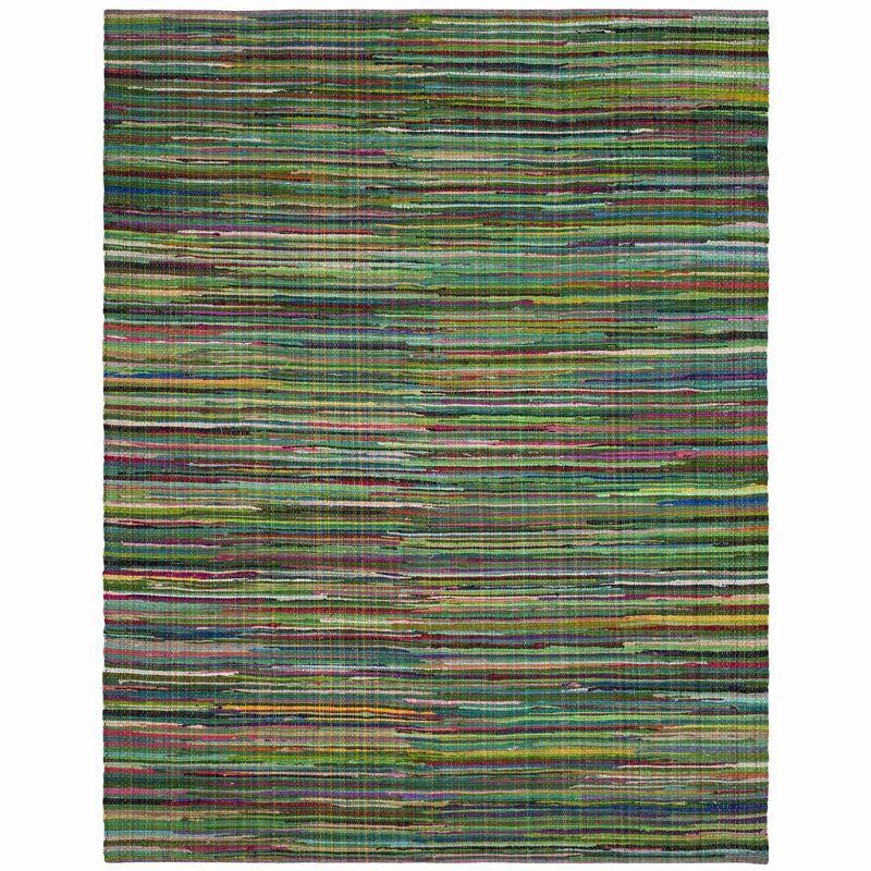 Handwoven Multicolor Striped Wool-Cotton Blend Area Rug, 8' x 10'