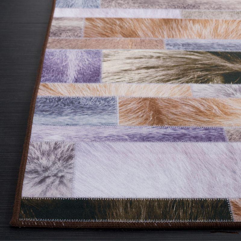 Rustic-Chic Multicolor Faux Hide Square Rug - Machine Washable