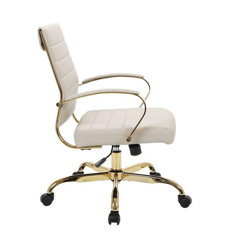 Everly Quinn Naudain Leather Office Chair – Modern Executive Swivel Task Chair with Wheels, Adjustable Height & Padded Arms for Desk or Conference Room