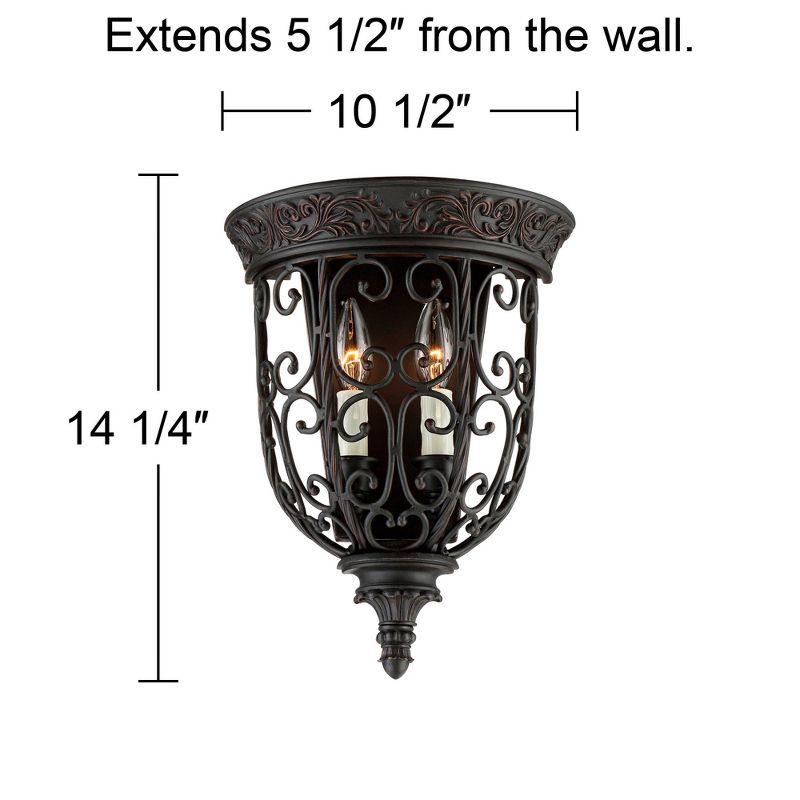 Franklin Iron Works French Scroll Rustic Wall Light Sconce Rubbed Bronze Hardwire 10 1/2" Fixture for Bedroom Bathroom Vanity Reading Living Room Home