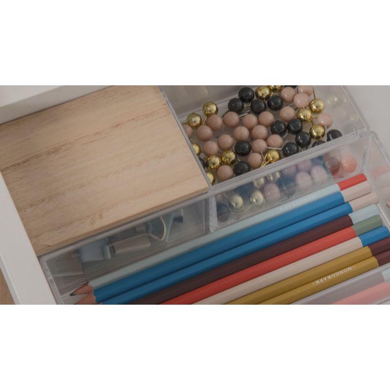 Thomas Martha Stewart Clear Plastic Storage Organizer Bin Set with Wooden Lids