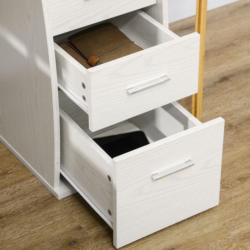 HOMCOM 47" Computer Desk with Keyboard Tray and Storage Drawers, Home Office Workstation Table with Storage Shelves, White