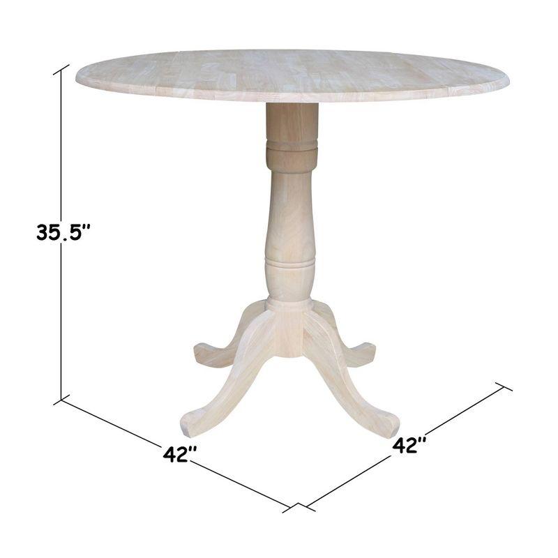 42'' Round White Wood Extendable Counter Height Table