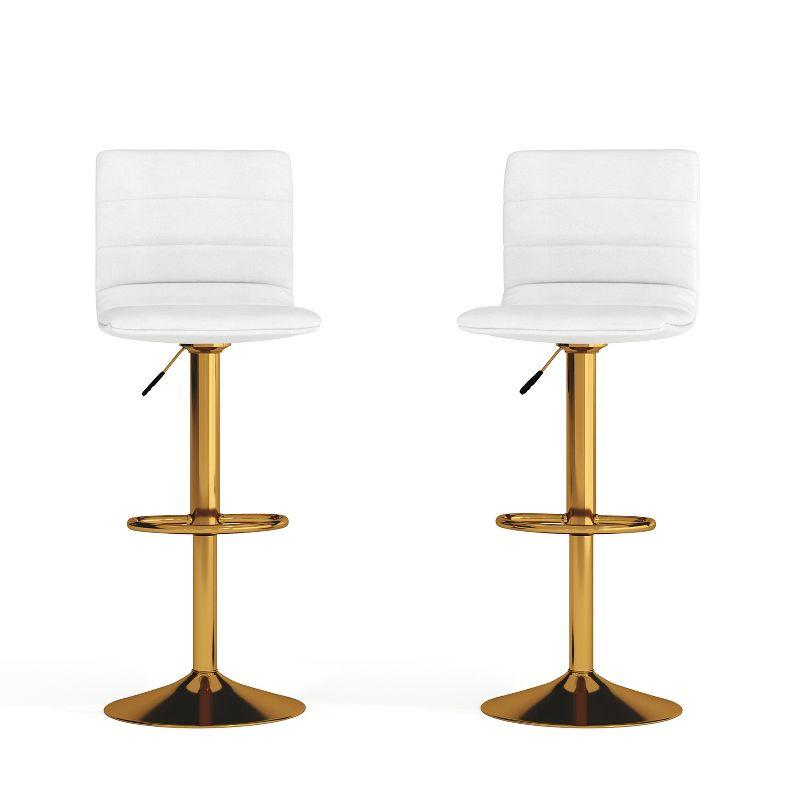 Flash Furniture Modern Vinyl Adjustable Height Barstool with Horizontal Stitch Back, Set of 2