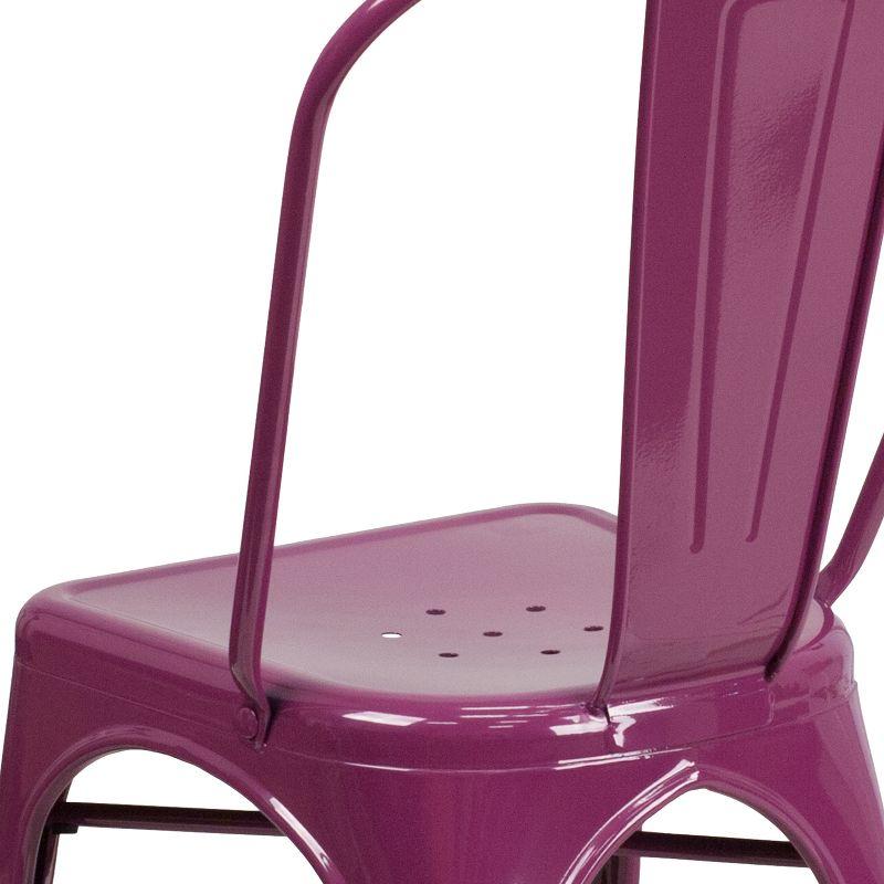 Purple Metal Indoor-Outdoor Stackable Side Chair