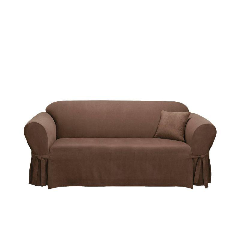 Chocolate Stretchable Suede Sofa Slipcover