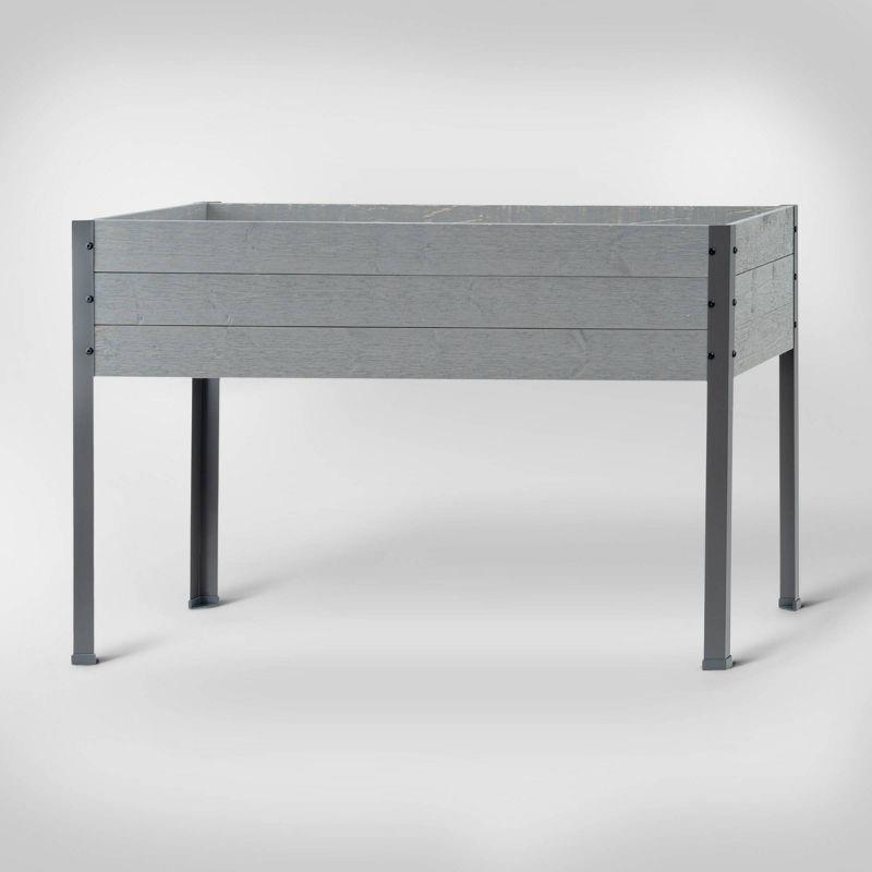 Gray Spruce and Steel Elevated Outdoor Planter Box