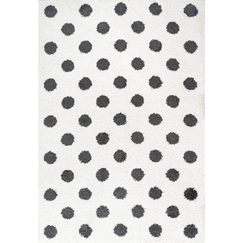 5'x8' Pere Modern Charcoal Dot Shag Area Rug, White/Black - JONATHAN Y