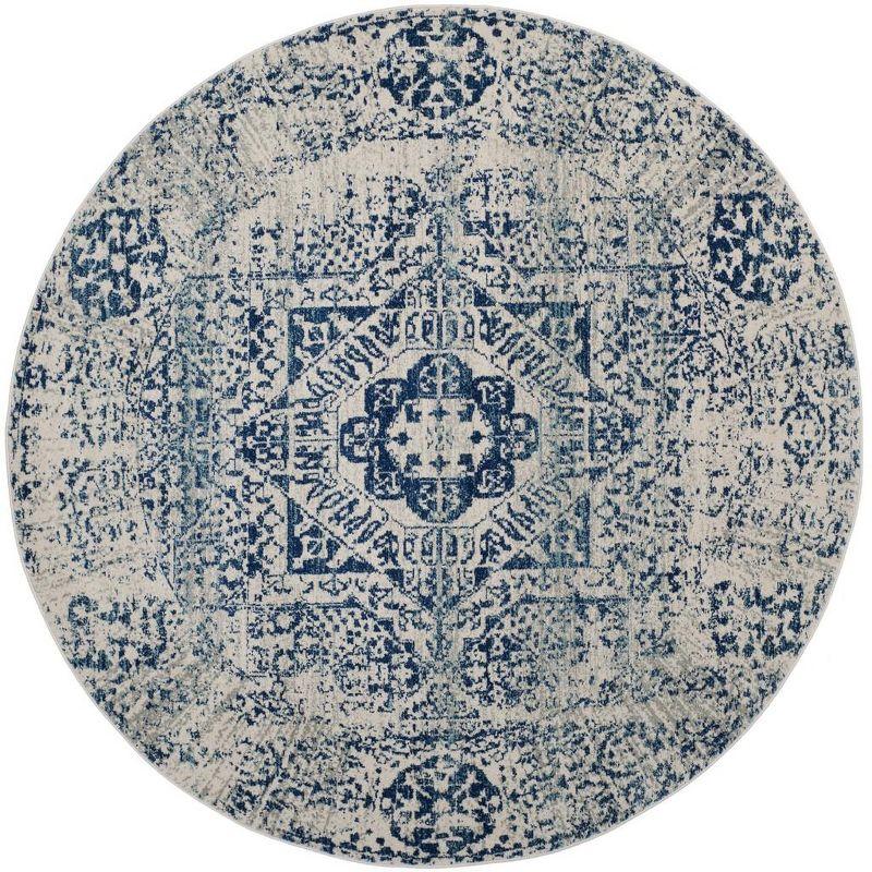 Evoke EVK260 Power Loomed Accent Rug - Ivory/Blue - 3' Round - Safavieh.