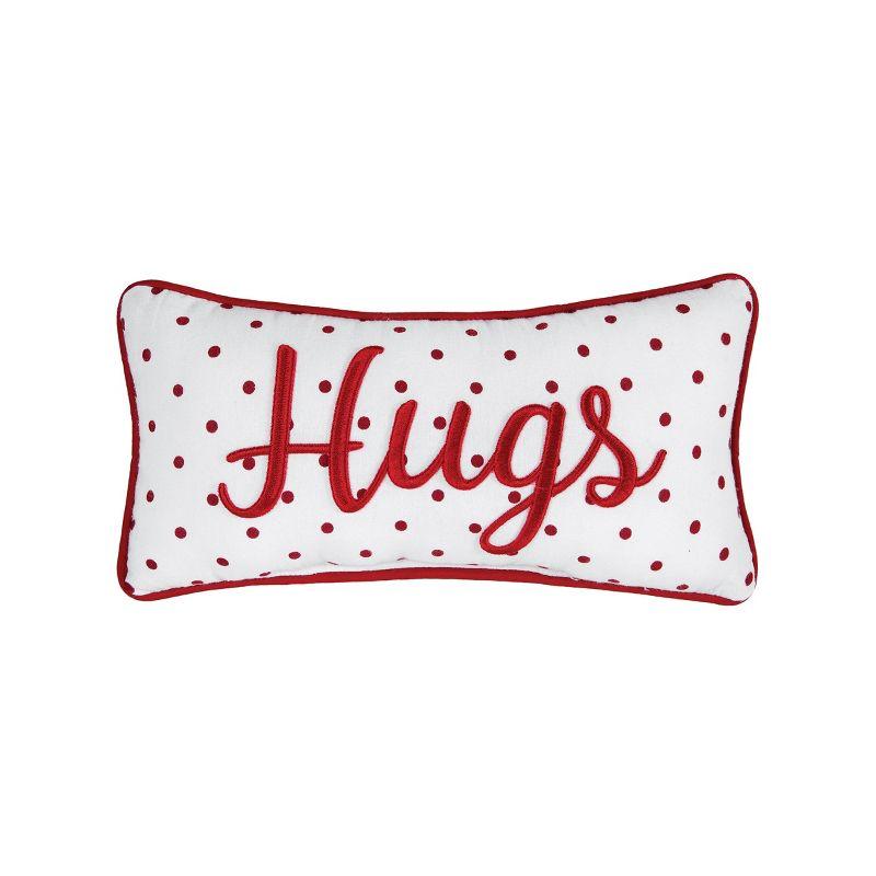 Red and White Embroidered Valentine's Day Lumbar Pillow