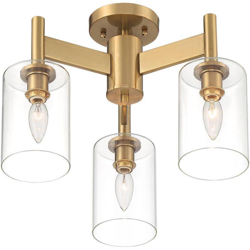 Possini Euro Design Lantico Modern Ceiling Light Semi Flush Mount Fixture 17" Wide Gold 3-Light Clear Glass for Bedroom Kitchen Living Room Hallway
