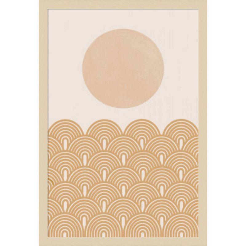 Retro Summer Beige and Eggshell Abstract Framed Wall Art