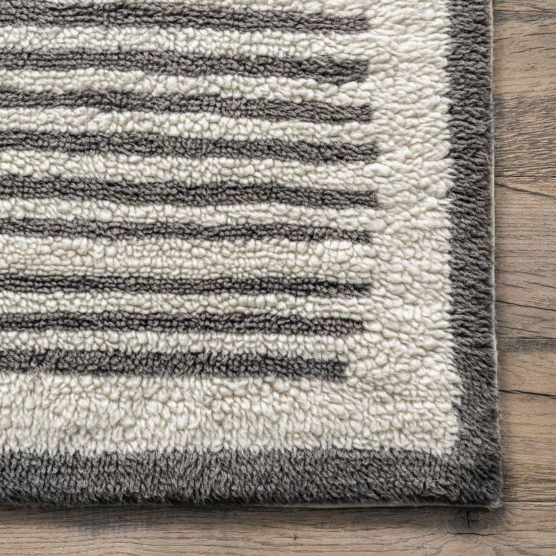 Nuloom Tayshia Striped 6x9 Machine Washable Wool Indoor Area Rug for Living Room Bedroom Dining Room Kitchen, Ivory