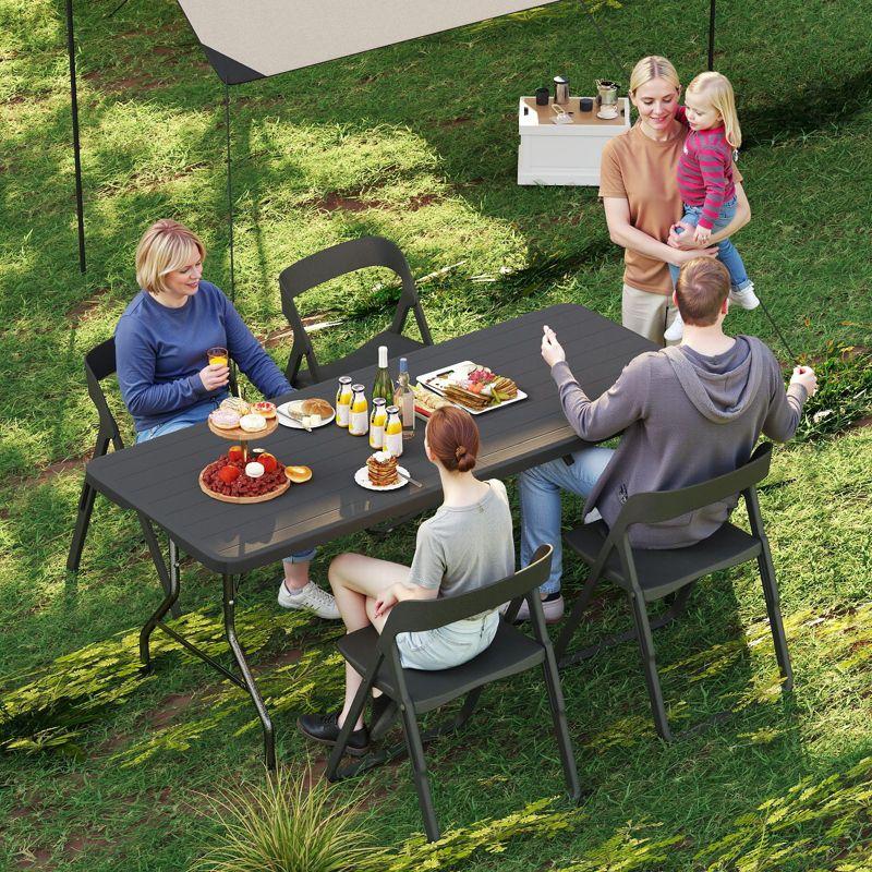 SKONYON Outdoor Picnic Table with Bench Set for BBQ, Camping, Patio, White