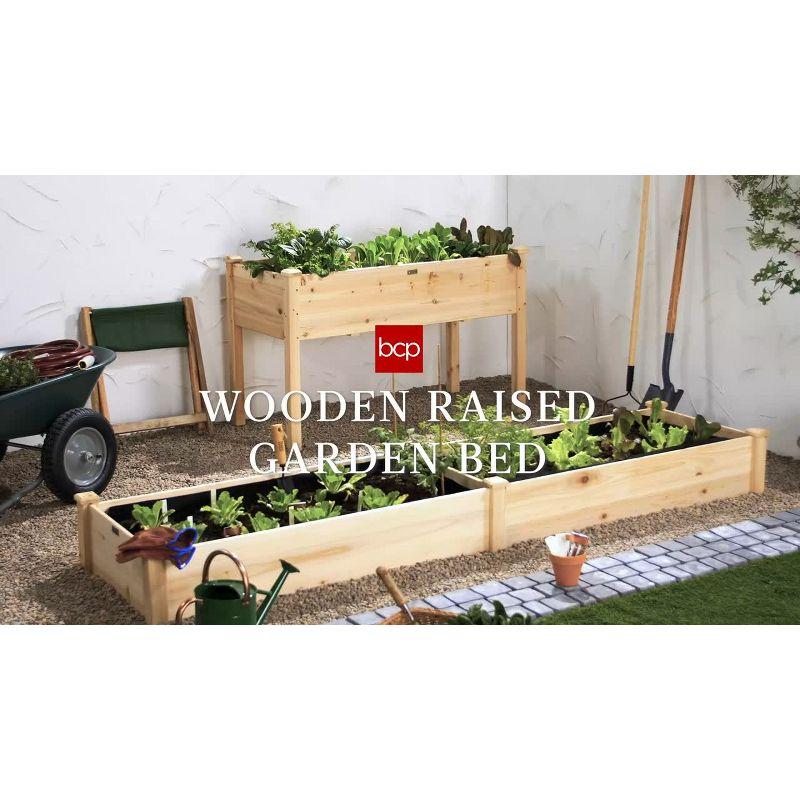 Best Choice Products 34x18x30in Raised Garden Bed, Elevated Wood Planter Box for Kids, Patio w/ Bed Liner