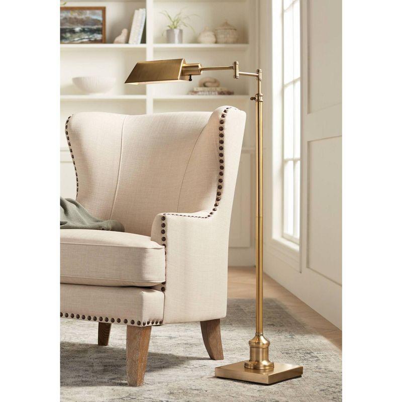 Adjustable Aged Brass Pharmacy Swing Arm Floor Lamp