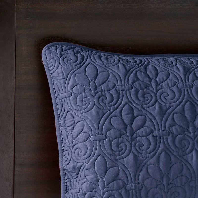 Navy Full Microfiber Reversible Bedspread Set with Cotton Fill