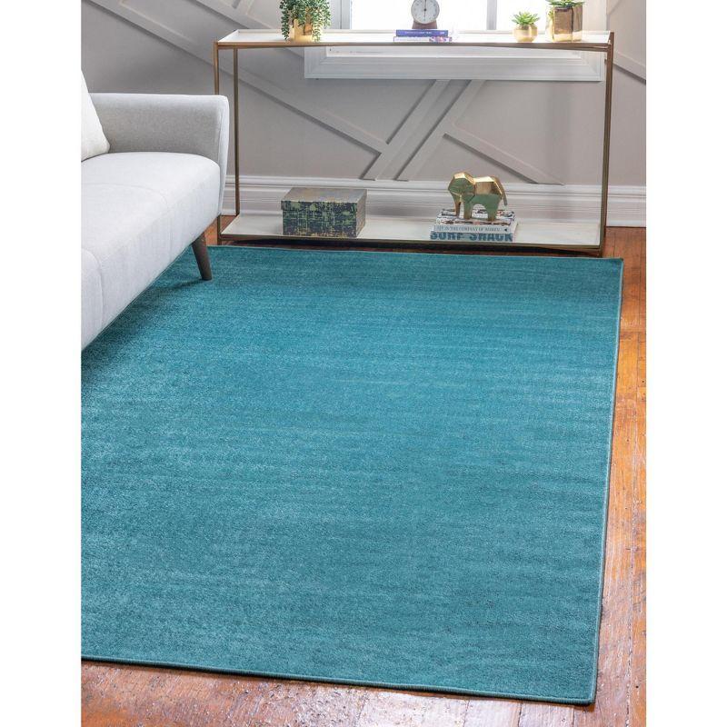 Teal Flat Woven Synthetic 9' x 12' Indoor Area Rug