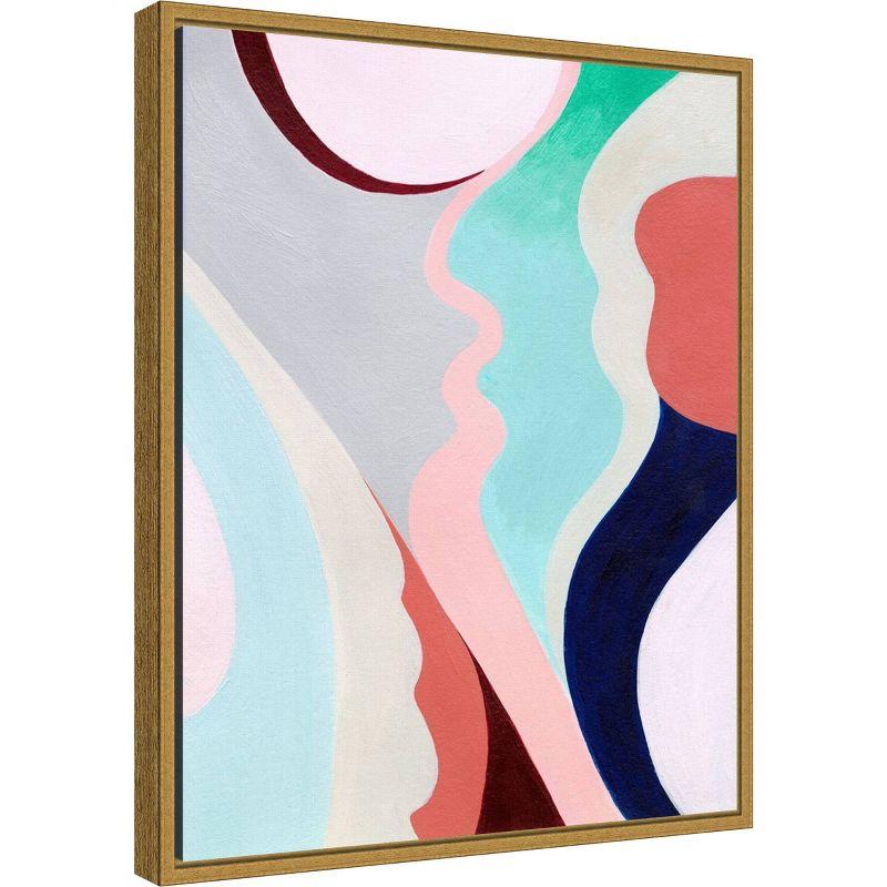 23" x 20" Pastel Abstract Canvas Wall Art with Gold Frame