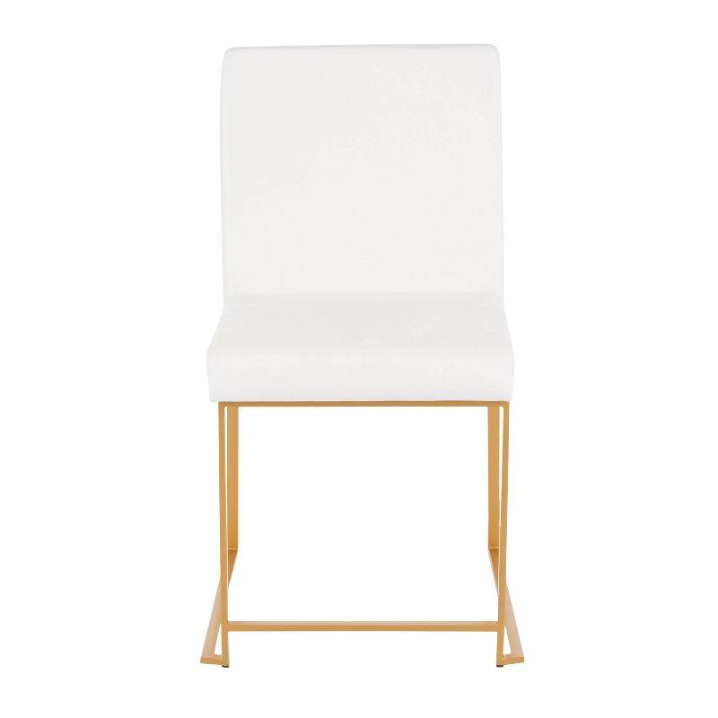 LumiSource Set of 2 High Back Fuji Contemporary Dining Chairs Gold/White Velvet : Chrome-Plated, Metal Legs, Velvet Upholstery