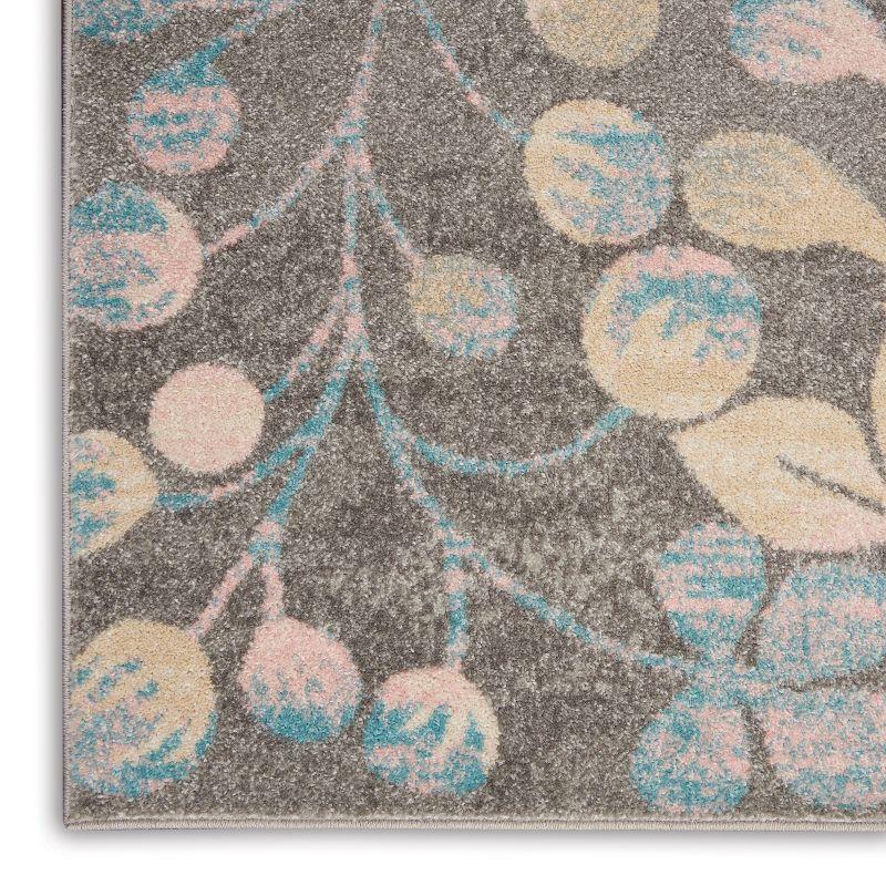 Elegant Grey/Beige Floral Synthetic 5' x 7' Area Rug