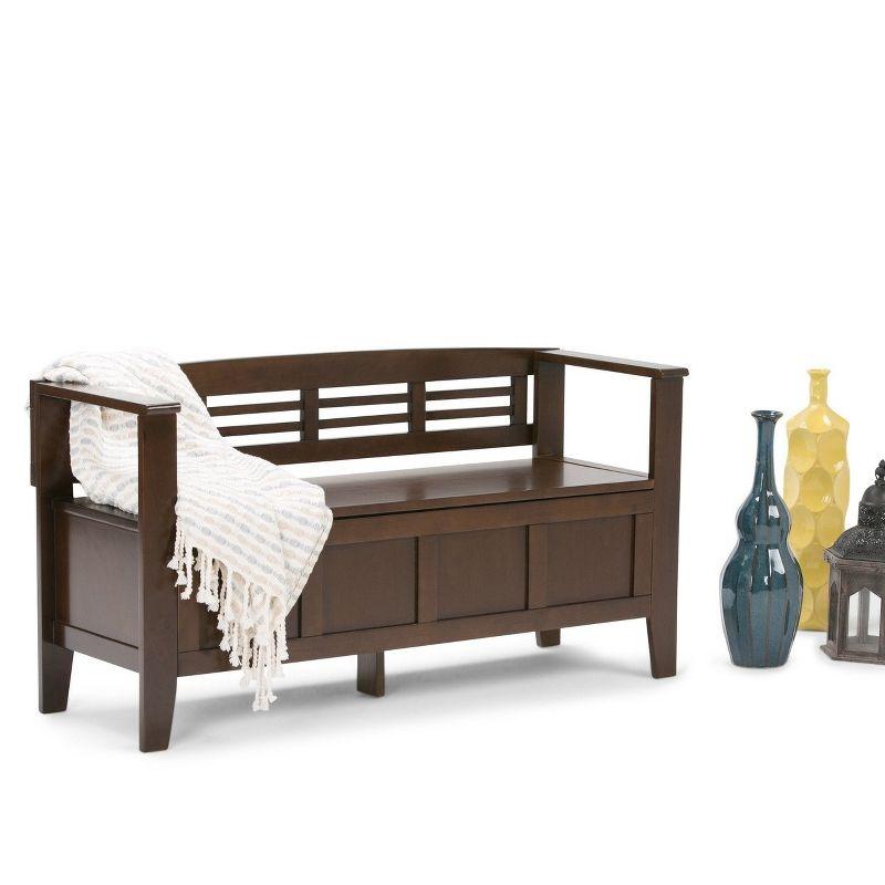 Simpli Home Adams 48"W Solid Wood Contemporary Entryway Storage Bench with Lift-Top Lid and Dual Compartments