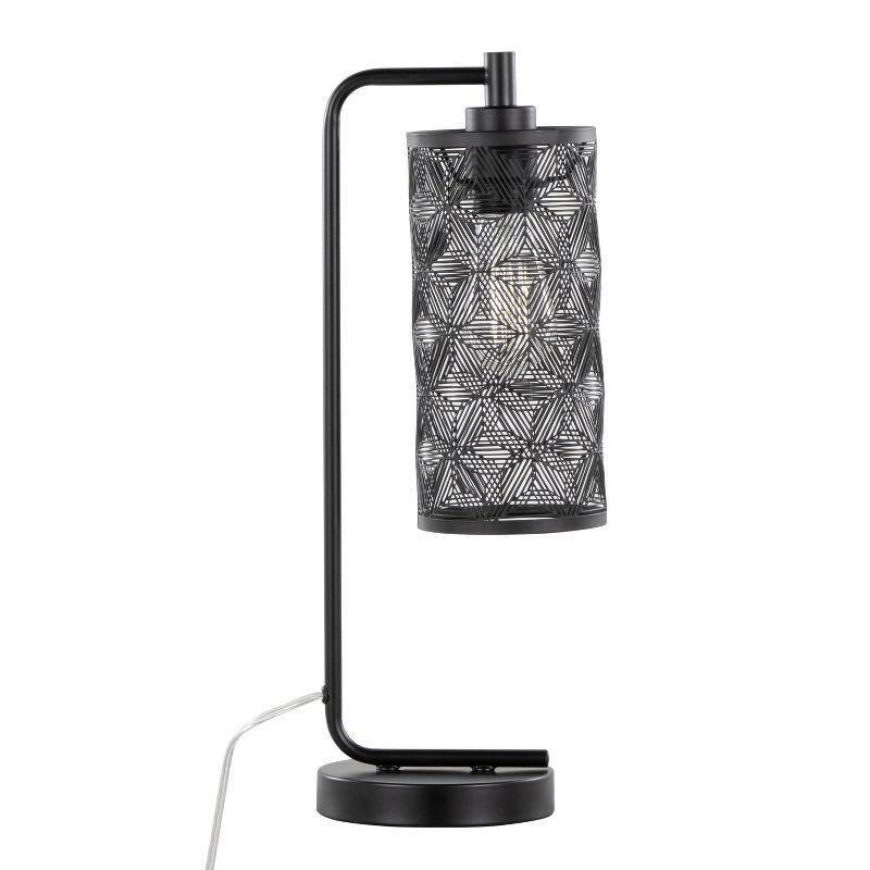 LumiSource (Set of 2) Gwen 18" Contemporary Metal Task Lamps Matte Black Metal from Grandview Gallery: UL Listed, Drum Shade, No Bulbs Included