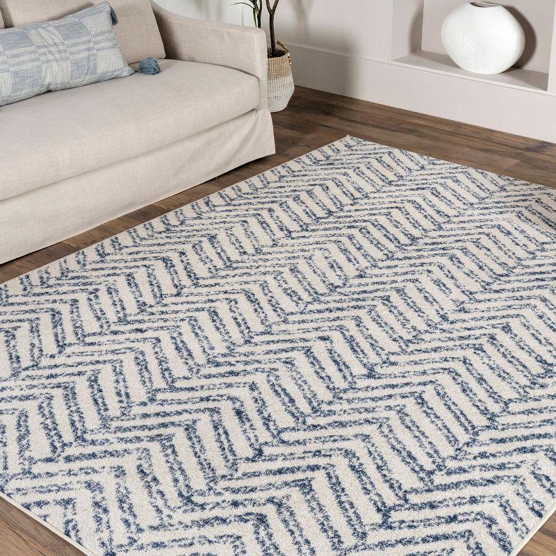 Nuloom Rosanne Chevron 7x9 Indoor Area Rug for Living Room Bedroom Dining Room Kitchen, Blue/Ivory