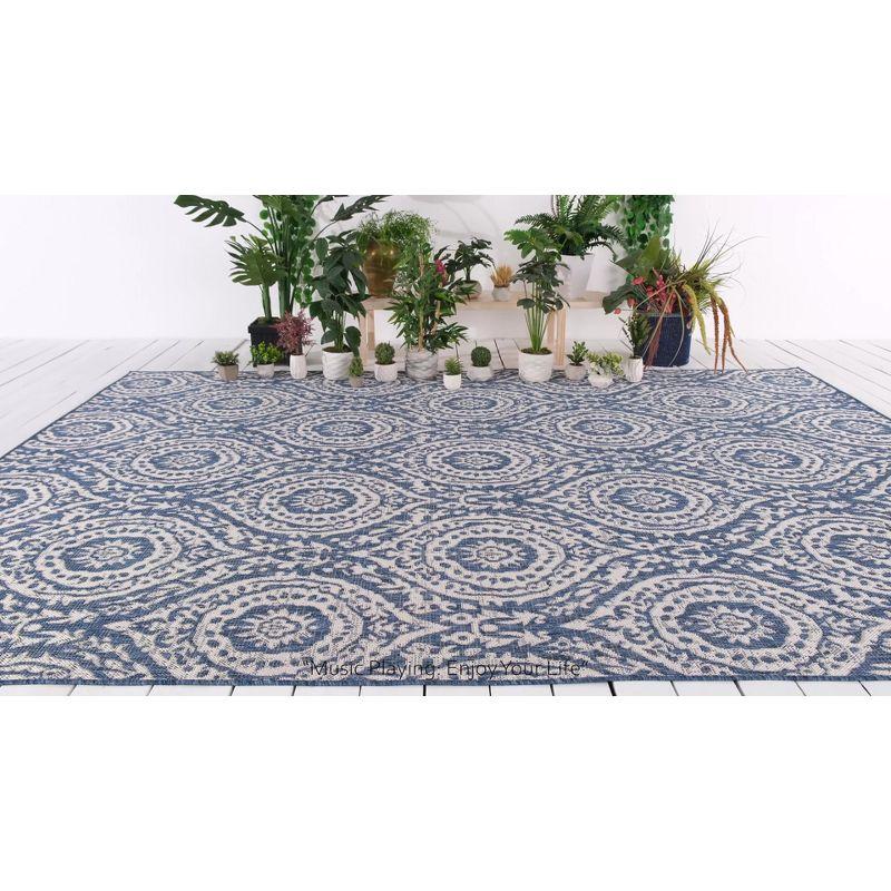 Terracotta & Ivory Moroccan Damask 8' x 10' Synthetic Outdoor Rug