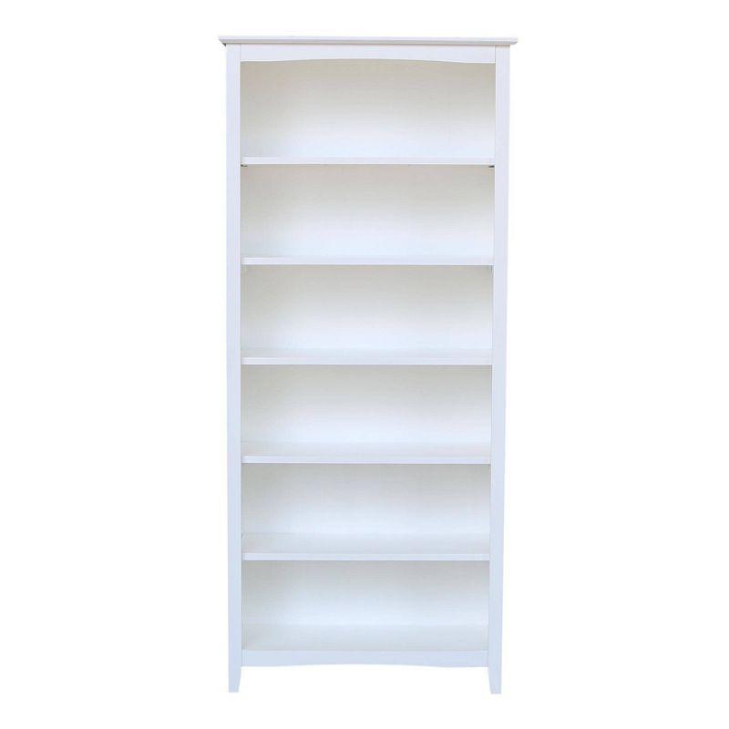 Elegant Transitional White Solid Wood Adjustable Shaker Bookshelf