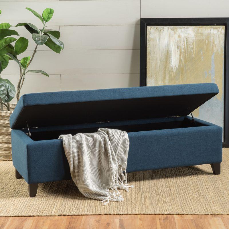 Christopher Knight Home York Storage Ottoman Navy Blue: Upholstered, Wood Frame, No Assembly Required