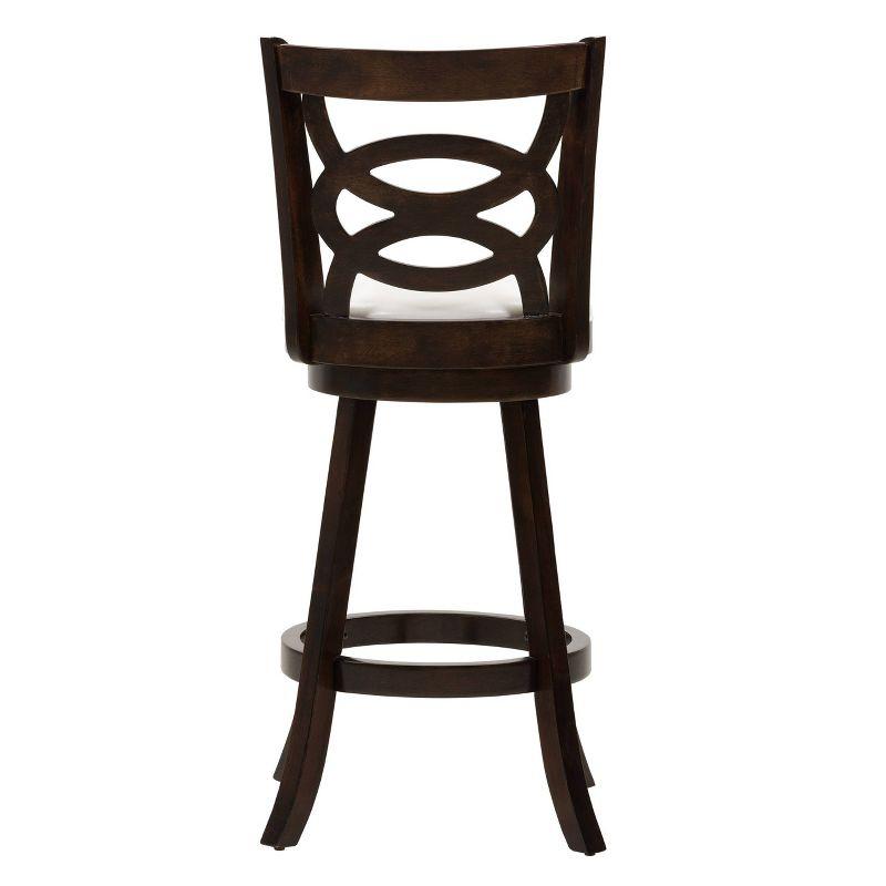 Set of 2 Woodgrove Bar Height Wood Barstool with Circle Detail White - CorLiving: Bonded Leather, 29.25" Seat Height