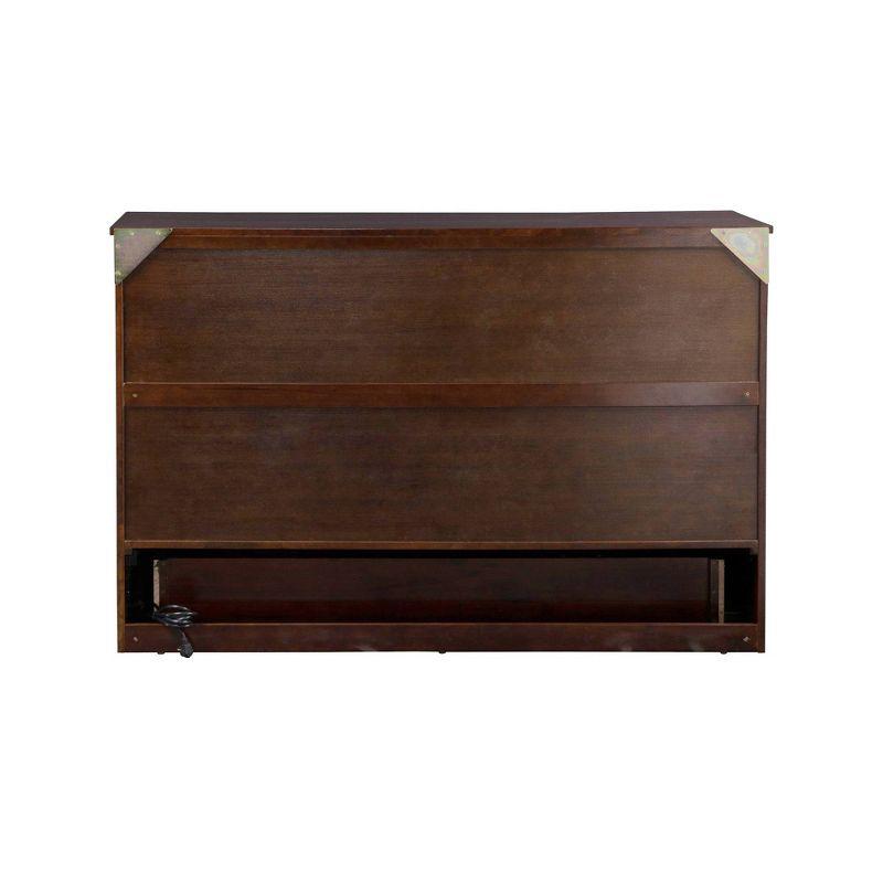 Queen Antique Walnut Murphy Bed Chest with Charging Station