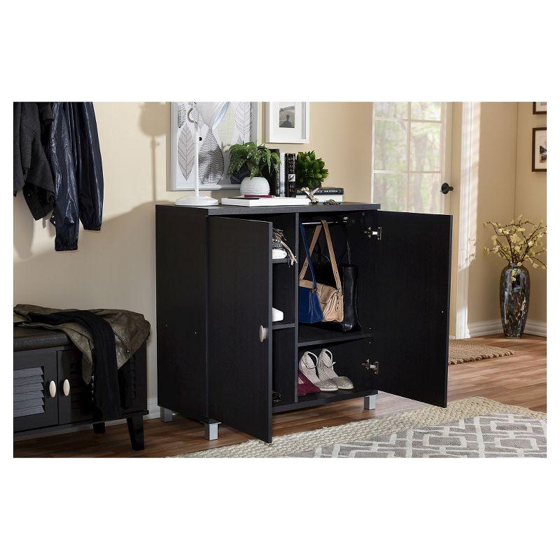 Baxton Studio Marcy Modern and Contemporary Wood Entryway Storage Sideboard Cabinet - Dark Brown: Fixed Shelves, Wood Composite