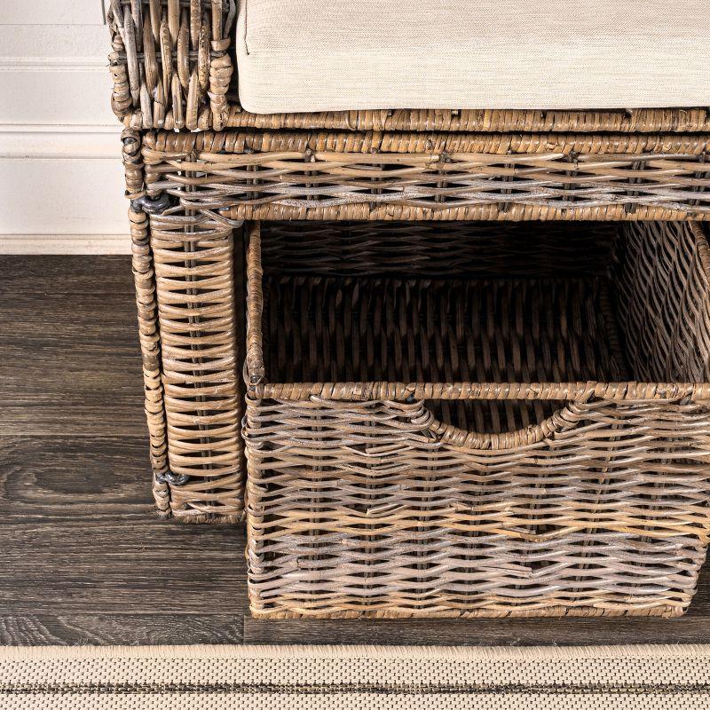 happimess Palermo 34.50" 2 Drawer Wicker Storage Bench, Gray