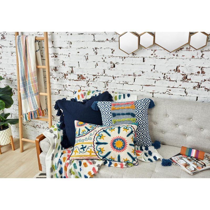 C&F Home Clara Ciara Woven and Tufted Decorative Throw Pillow With Tassels