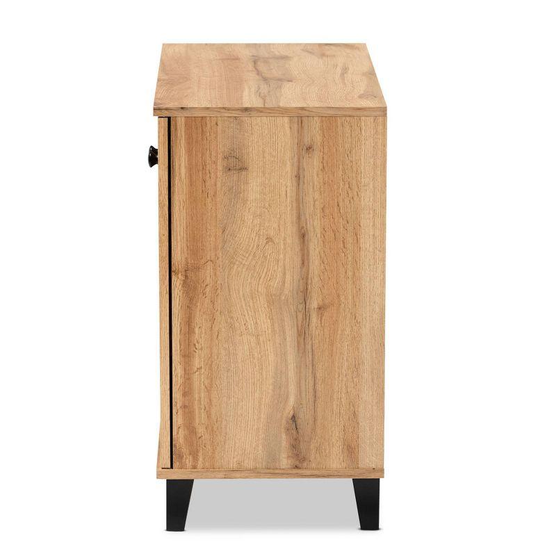 Coolidge Wood 2 Door Storage Cabinet Oak Brown - Baxton Studio: Nautical Style, 4 Fixed Shelves, Wood Frame