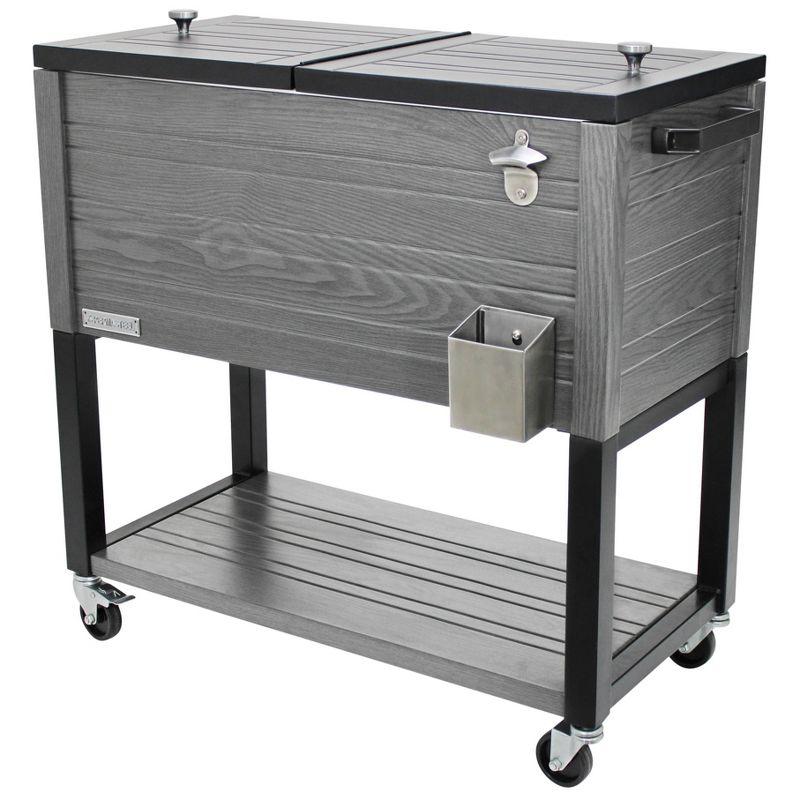 Permasteel 80-Quart Gray Woodgrain Rolling Patio Cooler with Wheels