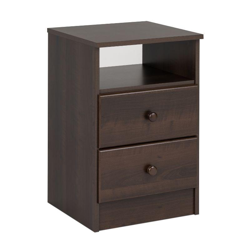 Espresso Brown Astrid 2-Drawer Nightstand with Open Shelf