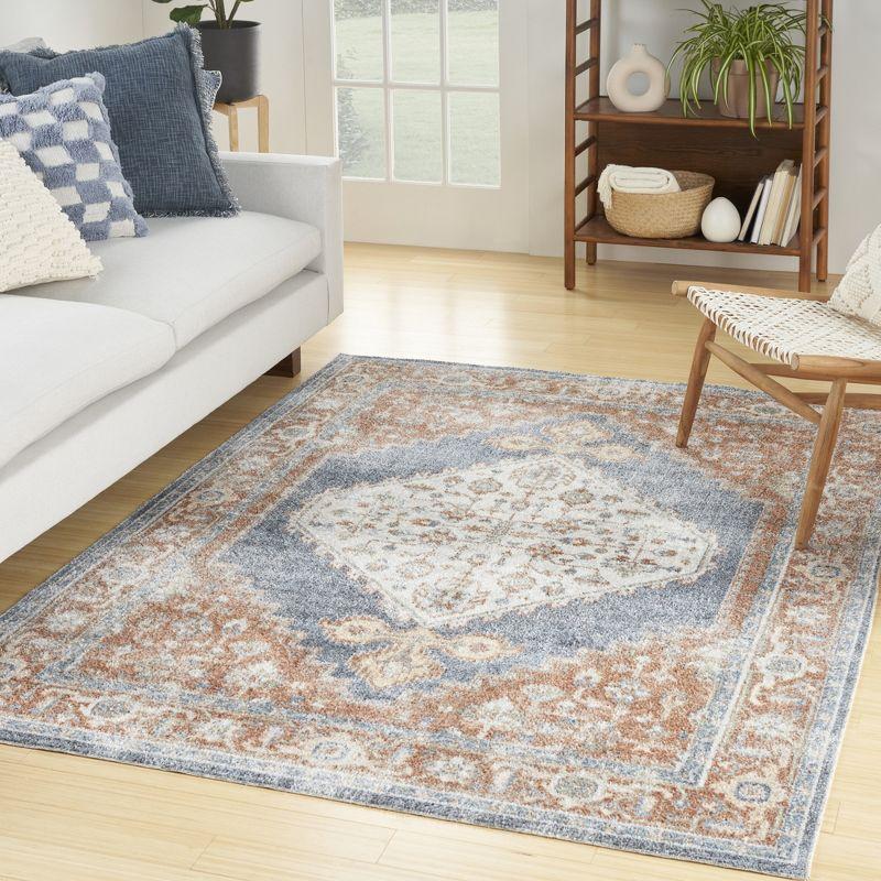 Nourison Astra Machine Washable Vintage Persian Indoor Rug Denim Multi 5'3" x 7'