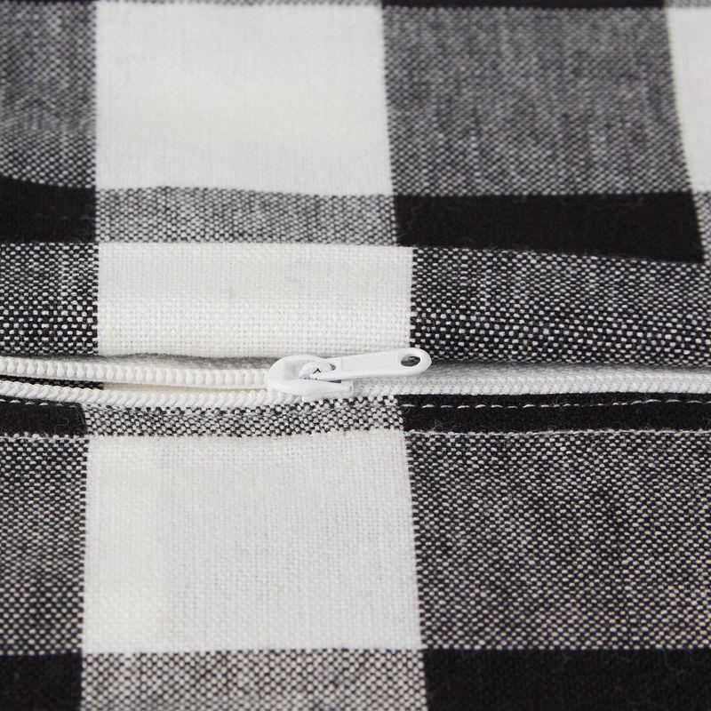 4pk 18"x18" Pig and Flower Market Farmhouse Check and Printed Square Throw Pillow Covers White - Design Imports: Cotton, Hidden Zipper