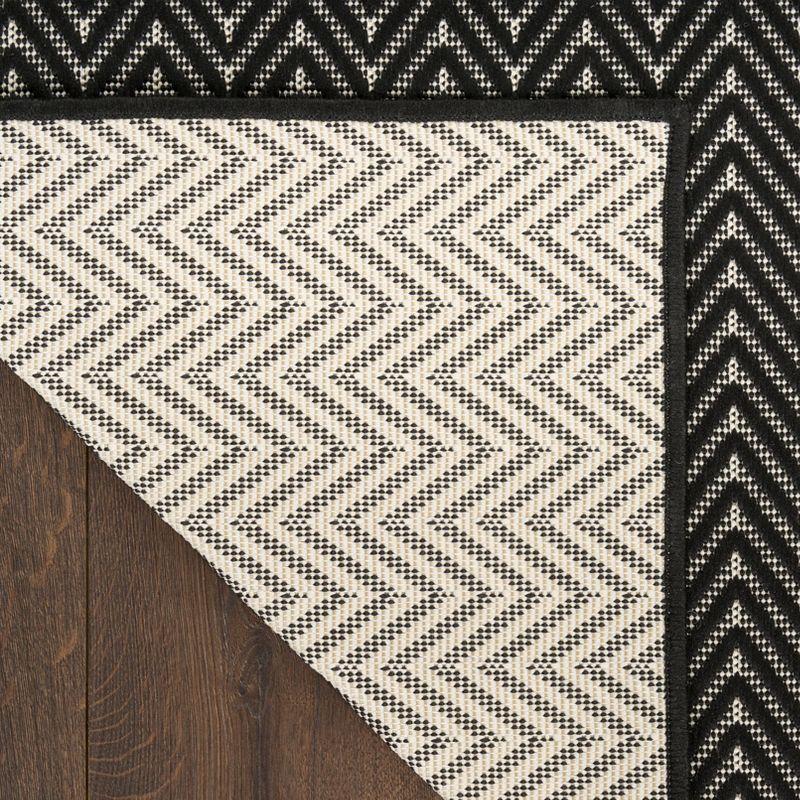 Nourison Horizon Indoor/Outdoor 2' x 6' Black Modern Rug