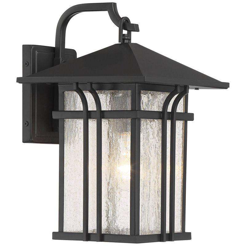 John Timberland Syon Mission Outdoor Wall Light Fixtures Set of 2 Painted Bronze Lantern 14" Clear Seeded Glass for Post Exterior Barn