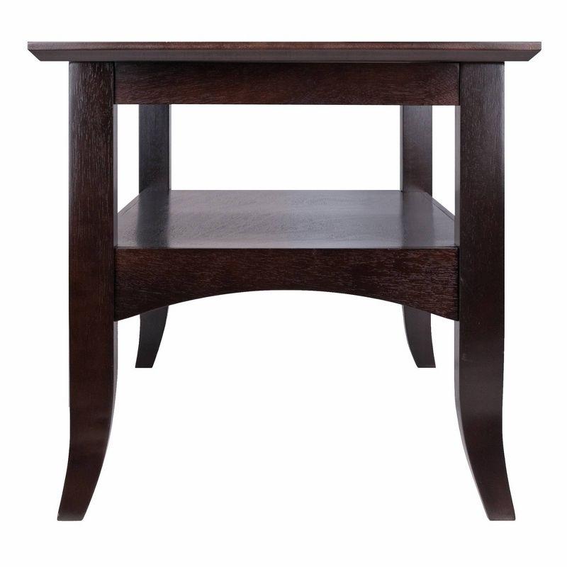 Camden Coffee Table Coffee - Winsome: Solid Wood, Flared Legs, Storage Shelf