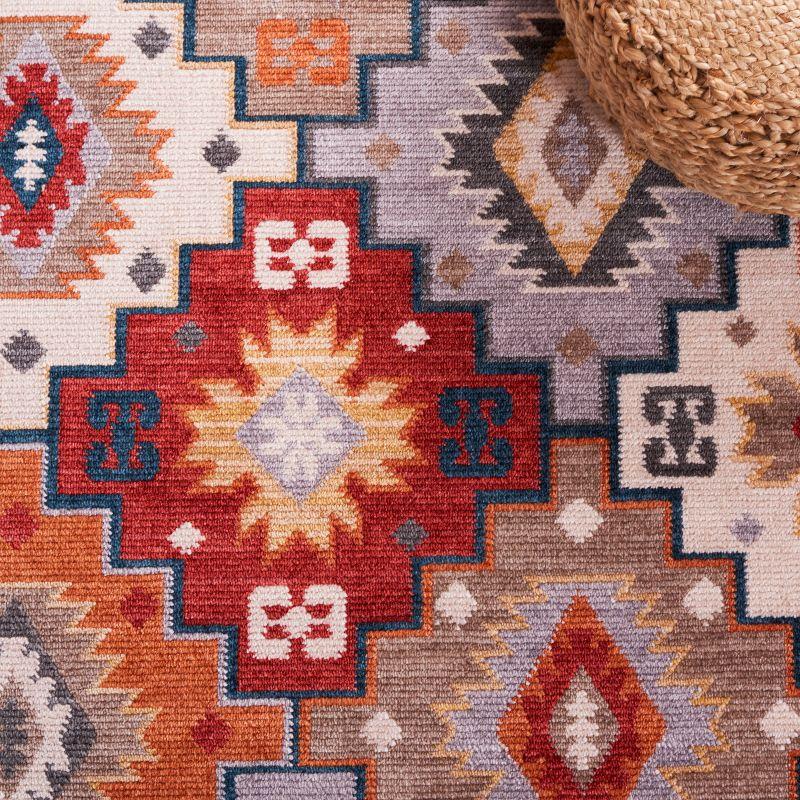 Farmhouse FMH805 Power Loomed Area Rug - Grey/Red - 4'x5'4" - Safavieh.