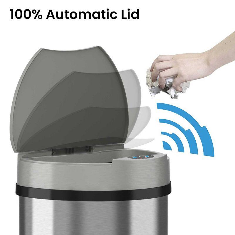 iTouchless Sensor Kitchen Trash Can with AbsorbX Odor Filter 13 Gallon Silver Stainless Steel