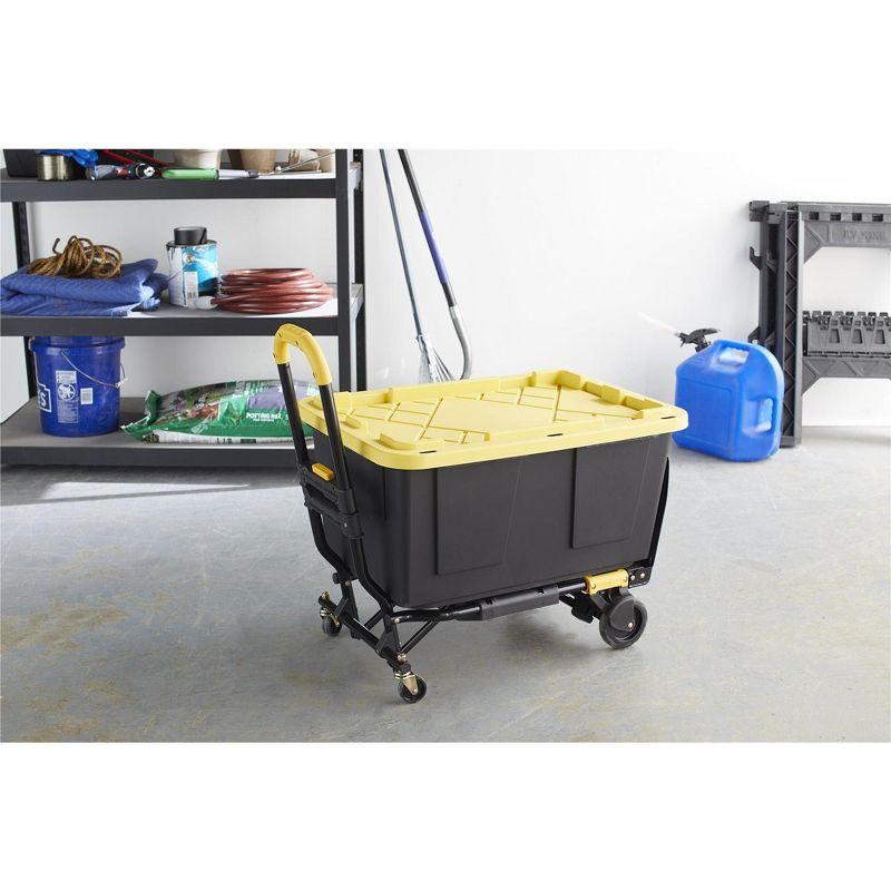 COSCO Compact 2-in-1 Folding Hand Truck and Rolling Cart with Extendable Handle, Black/Yellow