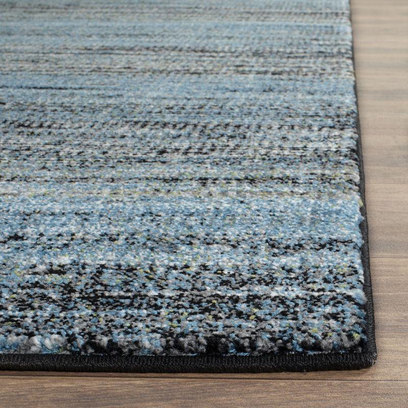 Charcoal and Blue Rectangular Synthetic Area Rug