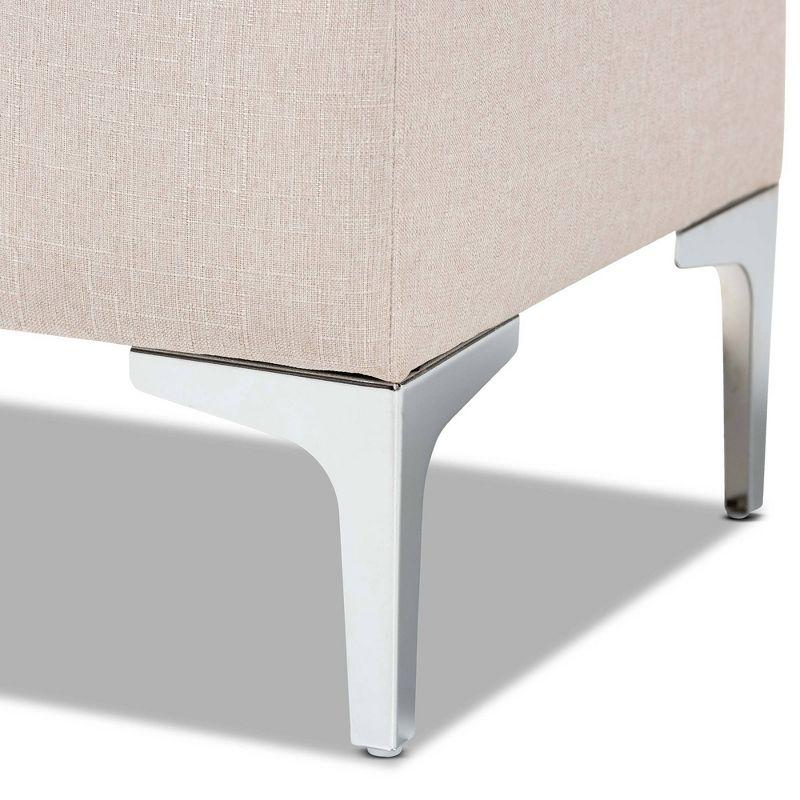Mabel Fabric Upholstered Metal Storage Ottoman Silver - Baxton Studio