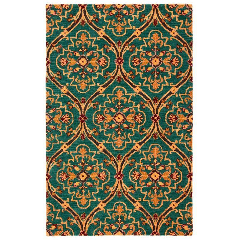 Hand-Tufted Elegance Green & Orange Wool 3' x 5' Area Rug